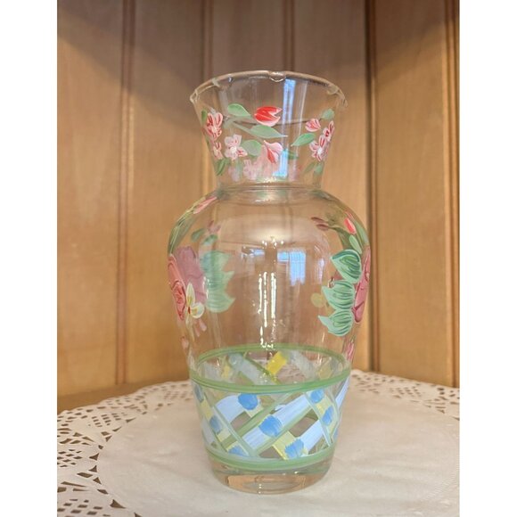 Vintage Waverly Garden Room Cottage Collection Hand Painted Glass Vase - Picture 5 of 7
